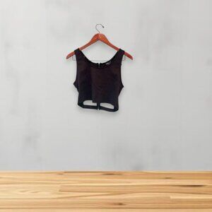 Wet Seal Black Crop Top with Back Zipper Detail Size L